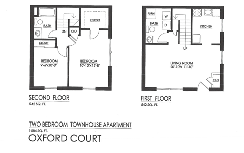 Floor plan for 2 beds, 1.5 baths, 1140 sqft